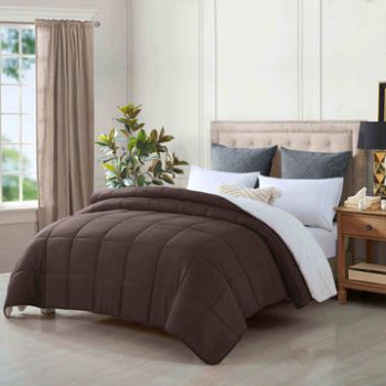 king size reversible plush soft sherpa comforter quilt chestnut