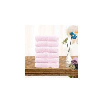 6 piece ultra light cotton face washers in baby pink