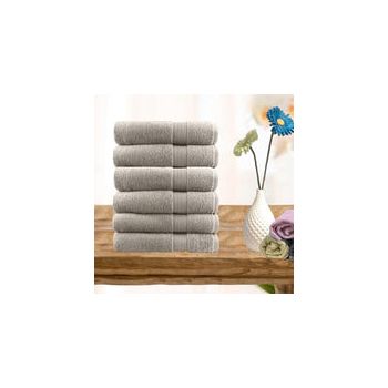 6 piece ultra light cotton hand towels in beige