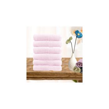 6 piece ultra light cotton hand towels in baby pink