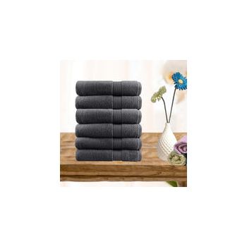 6 piece ultra light cotton hand towels in charcoal