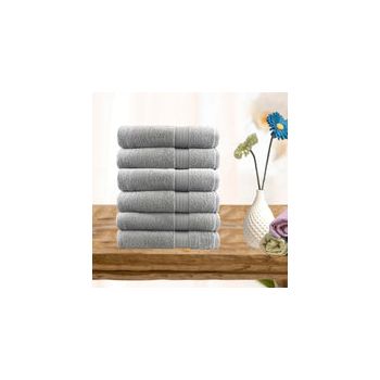 6 piece ultra light cotton hand towels in silver