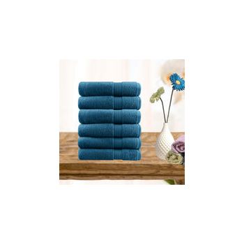 6 piece ultra light cotton hand towels in teal