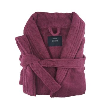 small medium egyptian cotton terry toweling bathrobe burgundy