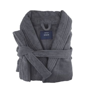 small medium egyptian cotton terry toweling bathrobe charcoal