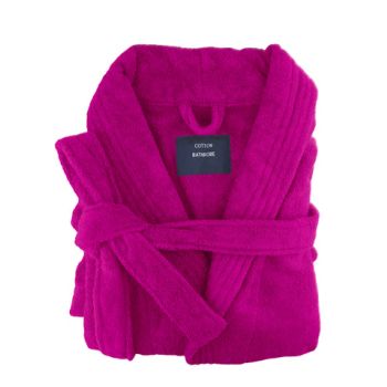 small medium egyptian cotton terry toweling bathrobe fuchsia