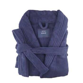 small medium egyptian cotton terry toweling bathrobe navy