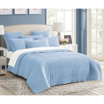 7 piece vintage stone wash comforter set queen blue