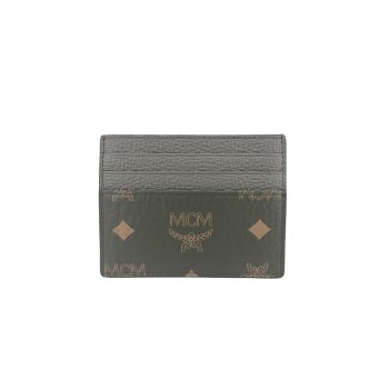 Signature Leather Money Clip Card Case with Monogrammed Design One Size Women