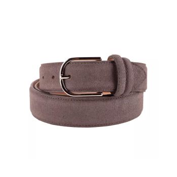 Grey Suede Calfskin Belt with Brass Buckle 115 cm Men