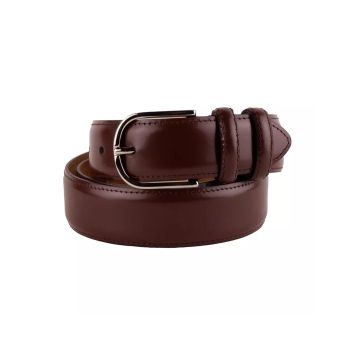 Smooth Brown Calfskin Belt with Brass Buckle 105 cm Men