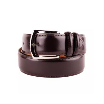 Genuine Smooth Brown Calfskin Belt with Brass Buckle 115 cm Men