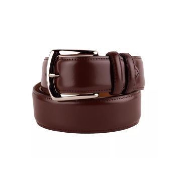 Genuine Smooth Brown Calfskin Belt with Brass Buckle 105 cm Men