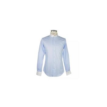 Contrast Collar Shirt with Blue Micro Squares Texture 43 IT Men