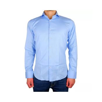 Milano Solid Color Shirt in Light Blue 39 IT Men