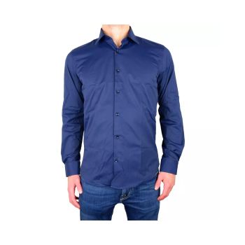 Solid Blue Satin Shirt 39 IT Men