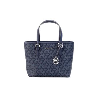 Michael Kors Women's Jet Set Navy PVC Leather XS Carryall Top Zip Tote Bag Purse - One Size