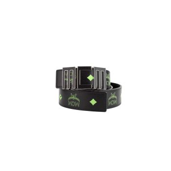 MCM Claus Mens Summer Green Visetos Logo Belt One Size Men