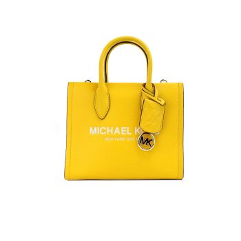 Michael Kors Women's Mirella Small Jasmine Yellow Leather Top Zip Shopper Tote Bag - One Size