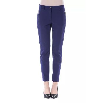 Slim Fit Pants with Front Zip Pockets and Personalized Button 42 IT Women