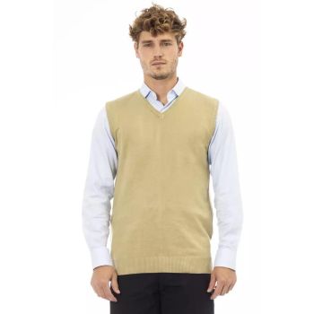 Alpha Studio Men's Beige Viscose Vest - 50 IT