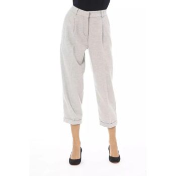 Alpha Studio Women's Gray Wool Jeans & Pant - W44 US