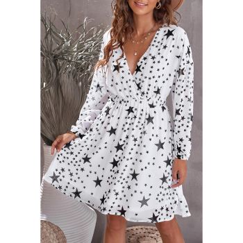 Azura Exchange V Neck Star Pattern Tunic Dress - L