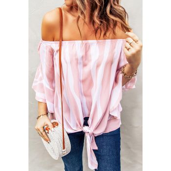 Azura Exchange Vertical Stripes Off The Shoulder Blouse - L