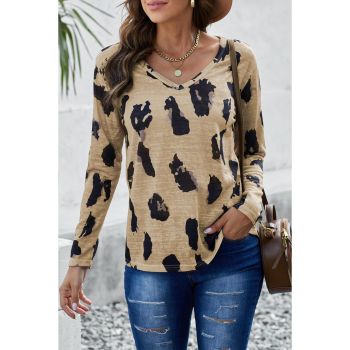 Azura Exchange Leopard Print Long Sleeves Blouse - M