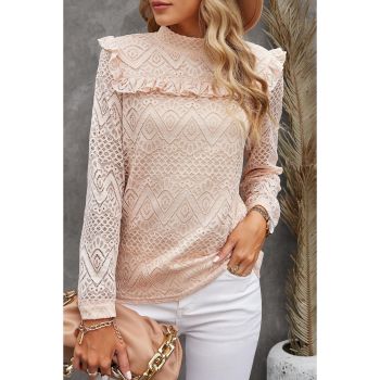 Azura Exchange Ruffle Lace Crochet Long Sleeve Top - XL