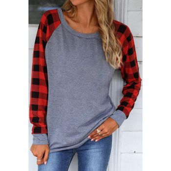 Azura Exchange Raglan Plaid Long Sleeve Top - 2XL