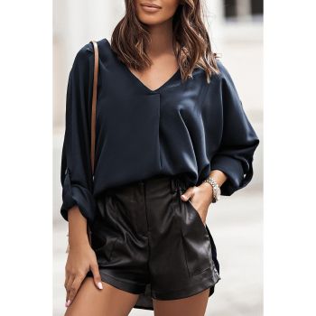 Azura Exchange V Neck High Low Hem Shirt - L