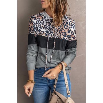 Azura Exchange Leopard Colorblock Hoodie - XL