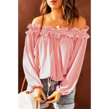 Azura Exchange Ruffled Off Shoulder Blouse with Puff Sleeves - 2XL