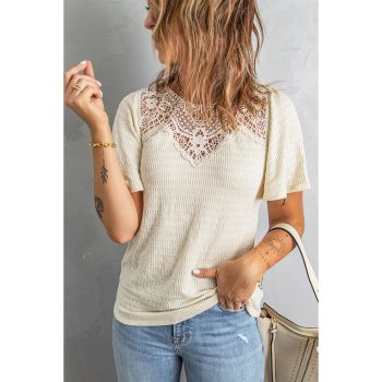 Azura Exchange Flutter Sleeve Crochet Top - L