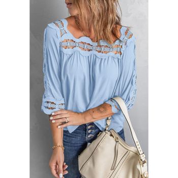 Azura Exchange Crochet Trim Hollow-out Blouse - 2XL