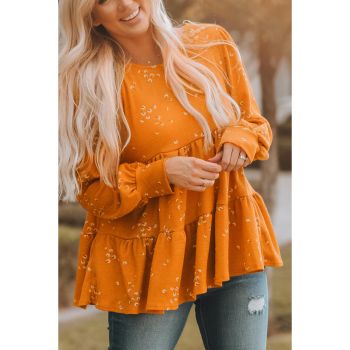 Azura Exchange Ruffle Tunic Top with Floral Print - M