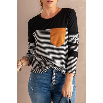 Azura Exchange Pinstripe Patch Pocket Top - L