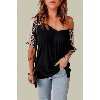 Azura Exchange Leopard Sleeve Top - L