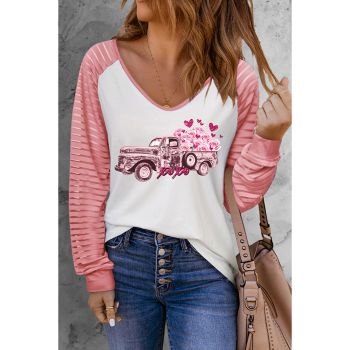 Azura Exchange Colorblock Car & Heart Graphic Long Sleeve Top - 2XL