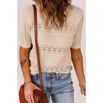 Azura Exchange Hollow-out Crochet Short Sleeve T-shirt - S