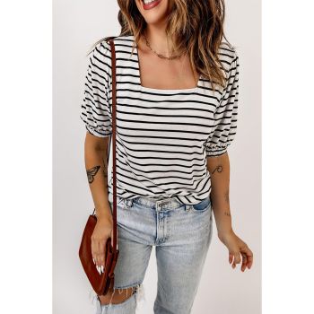 Azura Exchange Puff Sleeve Striped Top - 2XL