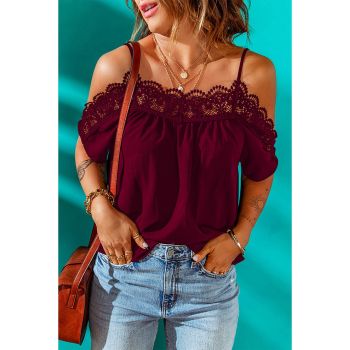 Azura Exchange Off-shoulder Crochet Neckline Short Sleeve Top - 2XL