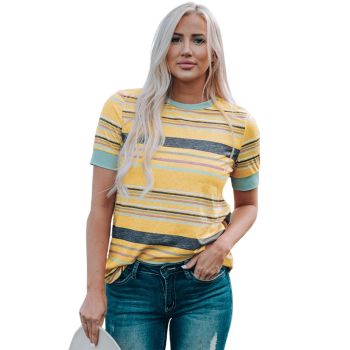 Azura Exchange Luxury Striped Crew Neck T-Shirt - L