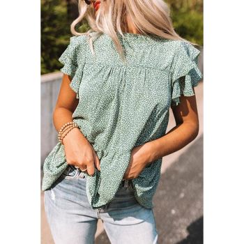 Azura Exchange Ruffled Cheetah Print Top - M