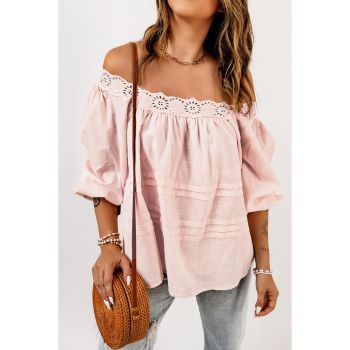 Azura Exchange Puff Sleeve Eyelet Babydoll Blouse - 2XL