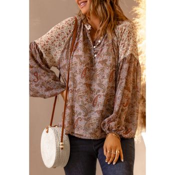 Azura Exchange Paisley Pattern Floral Patch Blouse - 2XL