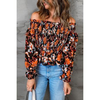 Azura Exchange Floral Off-The-Shoulder Smocked Top - 2XL