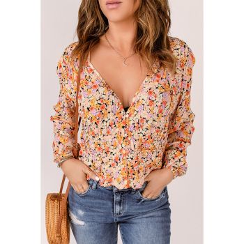 Azura Exchange Floral V Neck Peplum Shirt - 2XL