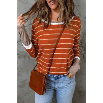 Azura Exchange Color Block Rib Knit Striped Pullover - 2XL